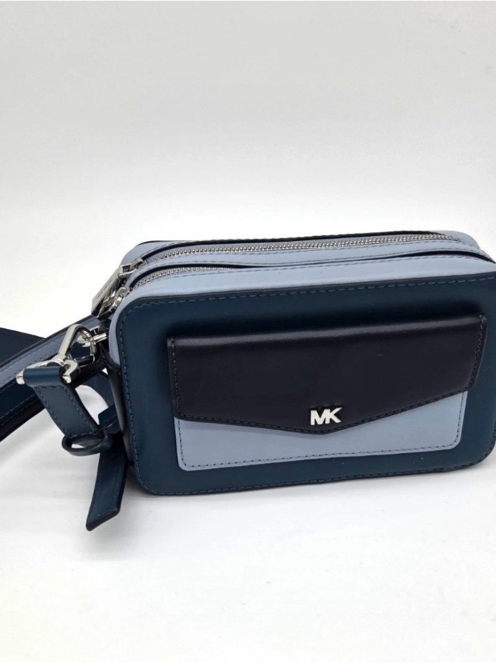 Michael Kors Two-Tone Blue Leather Camera Belt Bag
